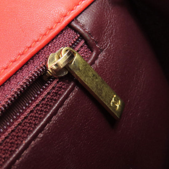 CHANEL Shoulder Bag lambskin Red ChainShoulder COCO Mark Gold Metal Women Used Authentic