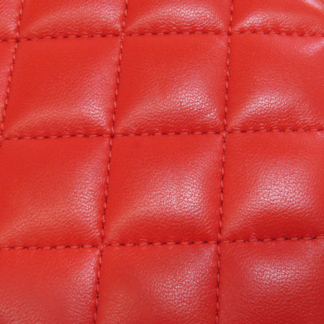 CHANEL Shoulder Bag lambskin Red ChainShoulder COCO Mark Gold Metal Women Used Authentic