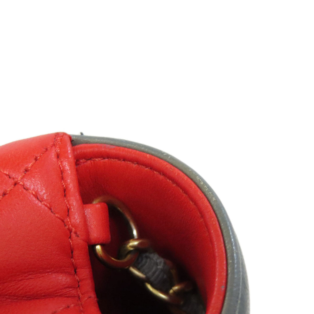 CHANEL Shoulder Bag lambskin Red ChainShoulder COCO Mark Gold Metal Women Used Authentic