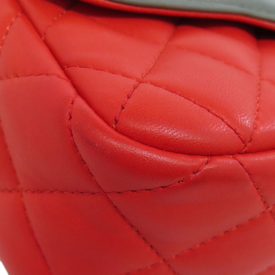 CHANEL Shoulder Bag lambskin Red ChainShoulder COCO Mark Gold Metal Women Used Authentic