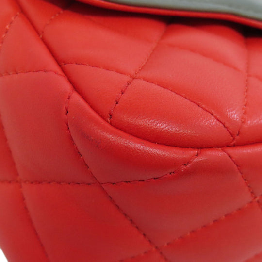 CHANEL Shoulder Bag lambskin Red ChainShoulder COCO Mark Gold Metal Women Used Authentic