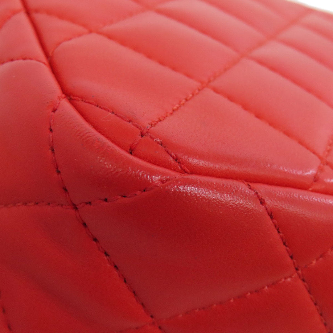 CHANEL Shoulder Bag lambskin Red ChainShoulder COCO Mark Gold Metal Women Used Authentic