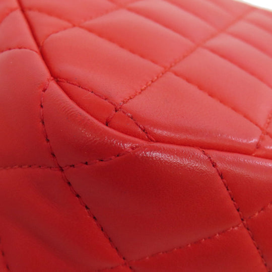 CHANEL Shoulder Bag lambskin Red ChainShoulder COCO Mark Gold Metal Women Used Authentic