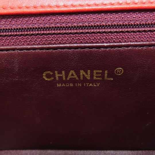 CHANEL Shoulder Bag lambskin Red ChainShoulder COCO Mark Gold Metal Women Used Authentic