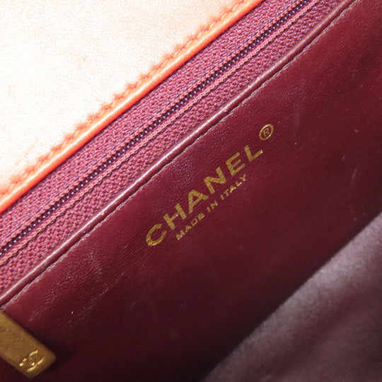 CHANEL Shoulder Bag lambskin Red ChainShoulder COCO Mark Gold Metal Women Used Authentic