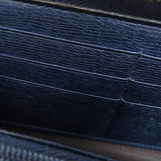 GUCCI Long Wallet Purse 309705 leather Navy Interlocking G Women Used Authentic