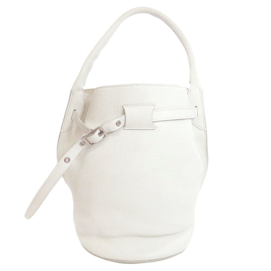 CELINE Tote Bag Calfskin white Big Bag Bucket Women Used Authentic