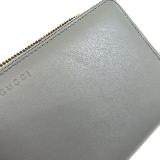 GUCCI Long Wallet Purse 453158 leather gray Bamboo Women Used Authentic