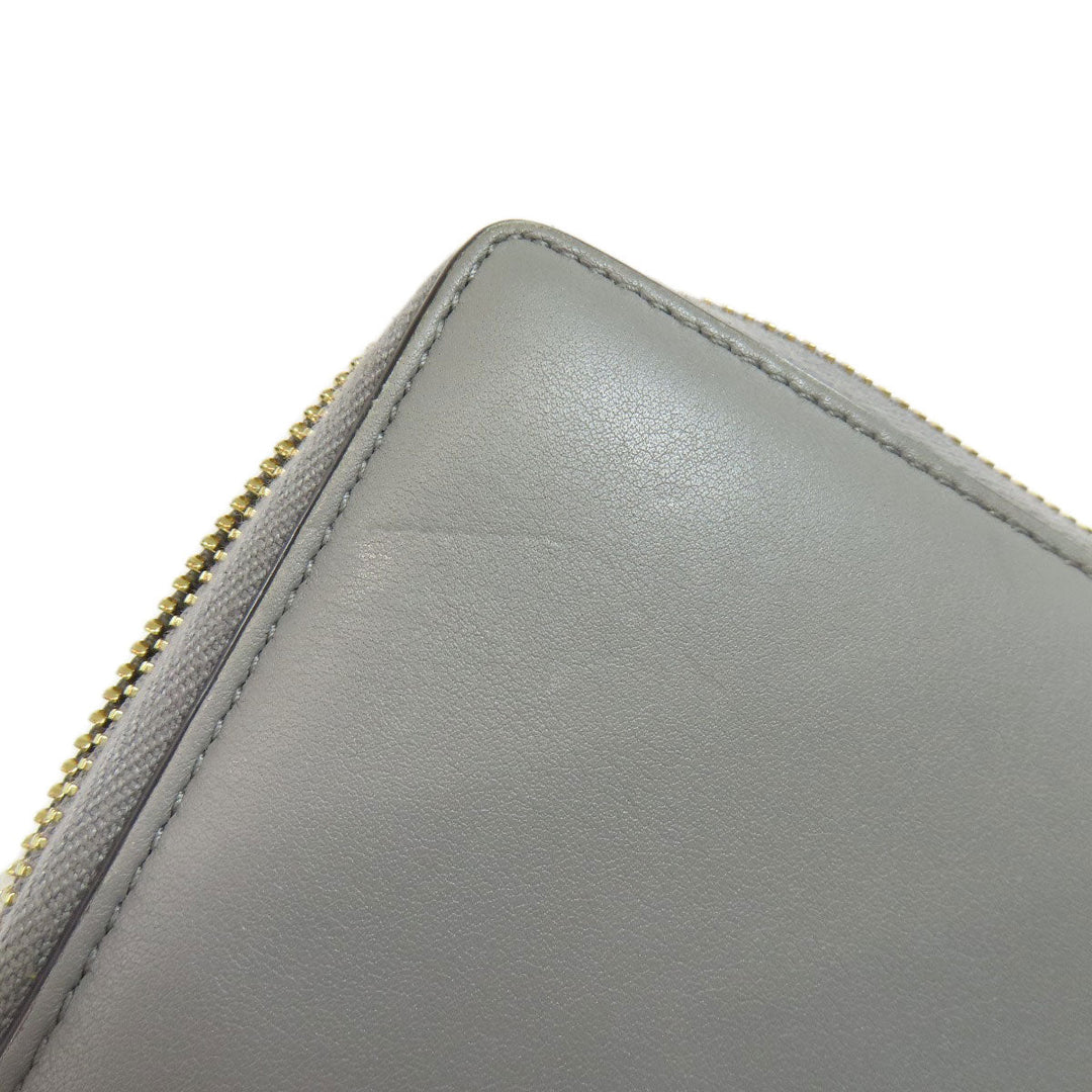 GUCCI Long Wallet Purse 453158 leather gray Bamboo Women Used Authentic