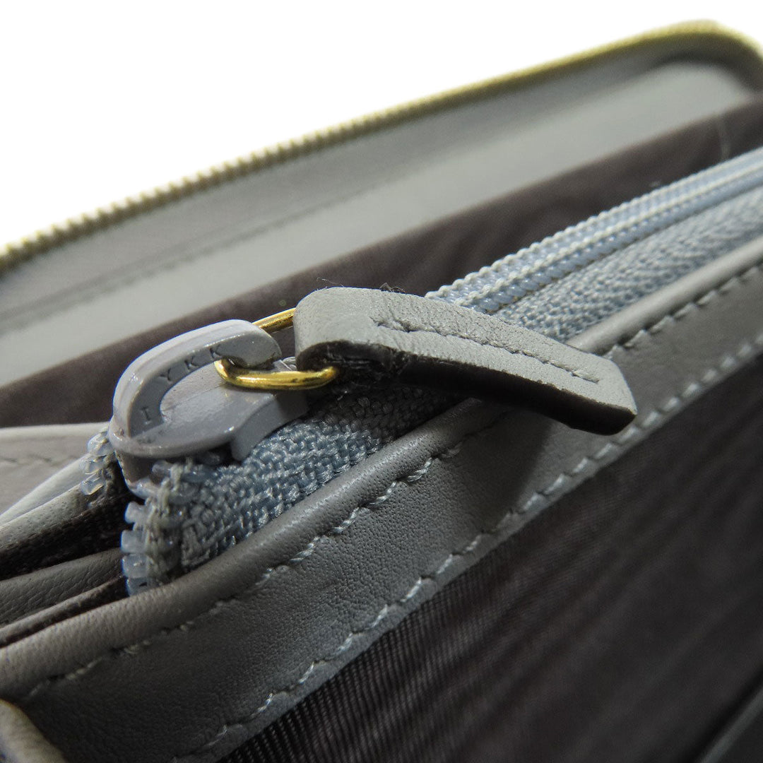 GUCCI Long Wallet Purse 453158 leather gray Bamboo Women Used Authentic