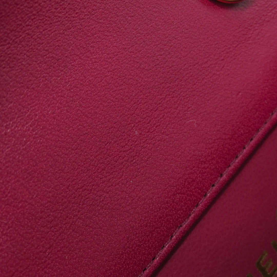 CHANEL Shoulder Bag lambskin Red Chain Wallet COCO Mark Gold Metal Women Used Authentic