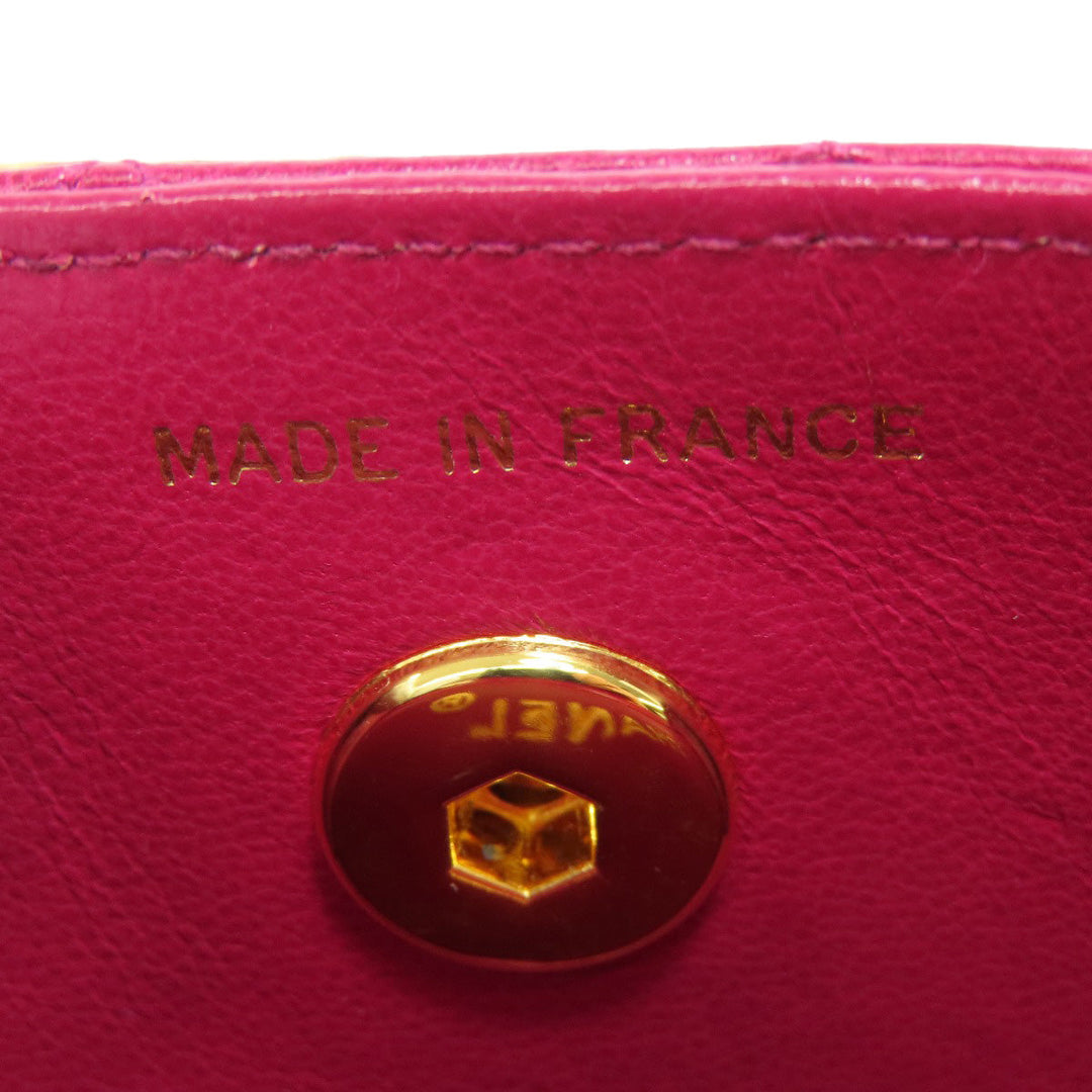 CHANEL Shoulder Bag lambskin Red Chain Wallet COCO Mark Gold Metal Women Used Authentic