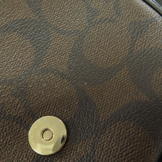 COACH Hip bag F88007 PVC Brown Signature Women Used Authentic