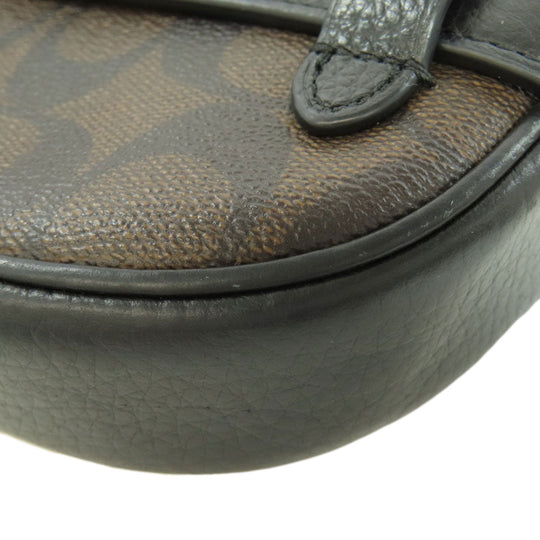 COACH Hip bag F88007 PVC Brown Signature Women Used Authentic