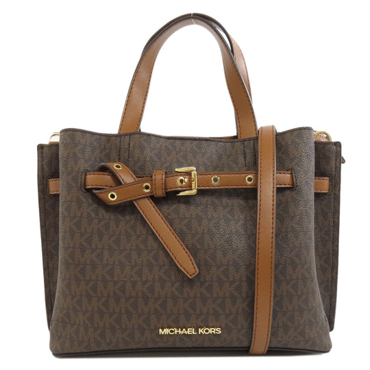 MICHAEL KORS Handbag PVC Brown Emilia 2WAY Women Used Authentic