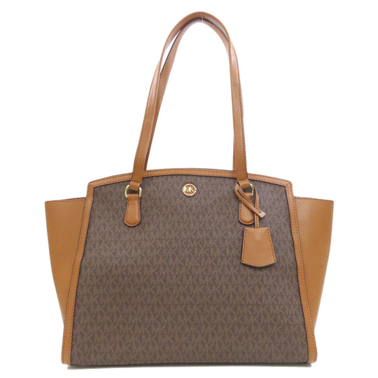 MICHAEL KORS Tote Bag PVC Brown MK signature Women Used Authentic
