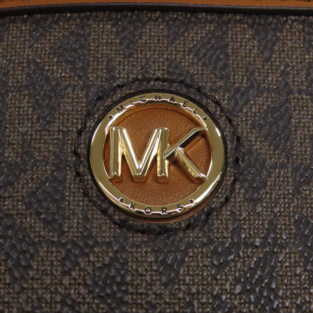 MICHAEL KORS Tote Bag PVC Brown MK signature Women Used Authentic