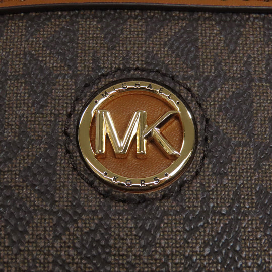 MICHAEL KORS Tote Bag PVC Brown MK signature Women Used Authentic