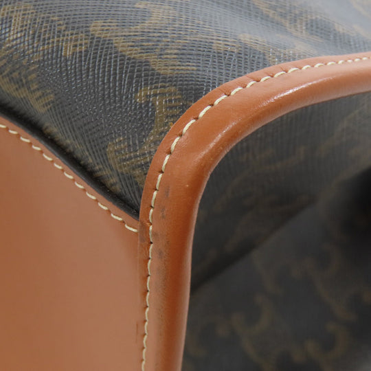 CELINE Tote Bag PVC Brown Triomphe Women Used Authentic