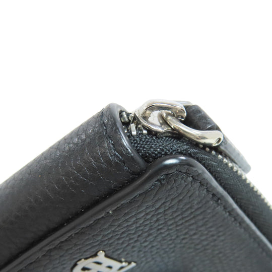 BURBERRY Coin case leather black logo Women Used Authentic