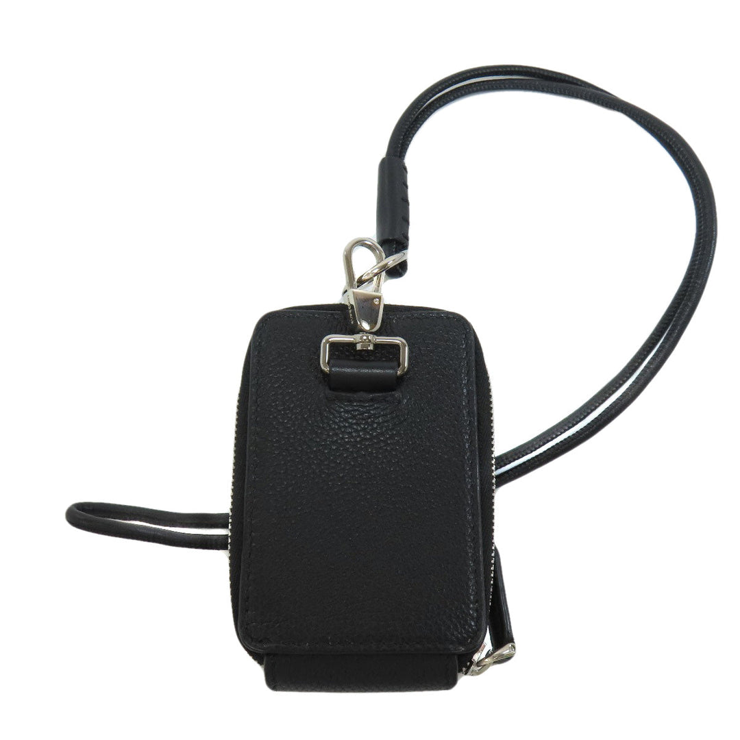 BURBERRY Coin case leather black logo Women Used Authentic