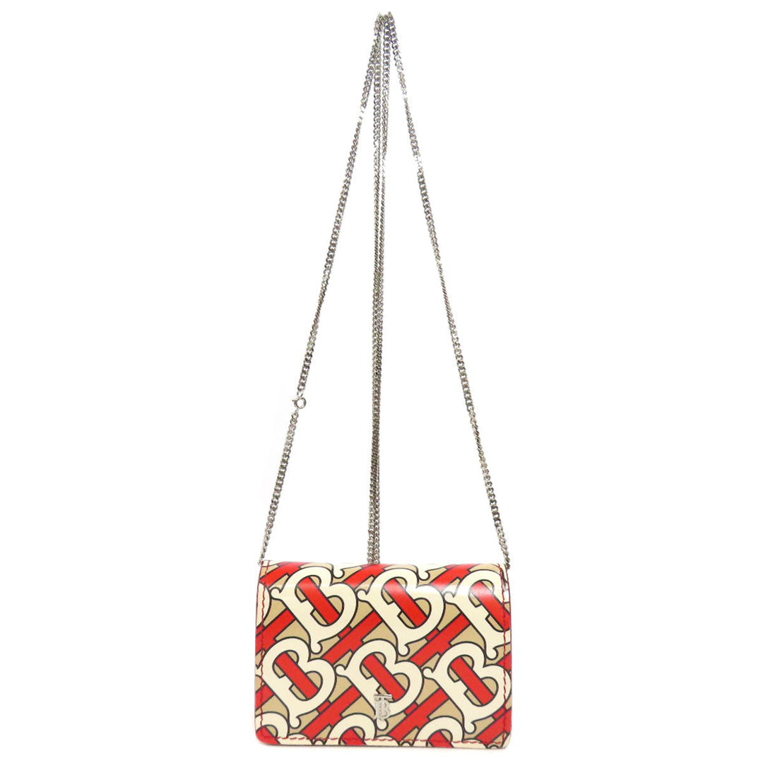 BURBERRY Bifold Wallet PVC beige Logo motif Women Used Authentic