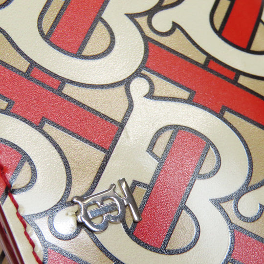 BURBERRY Bifold Wallet PVC beige Logo motif Women Used Authentic