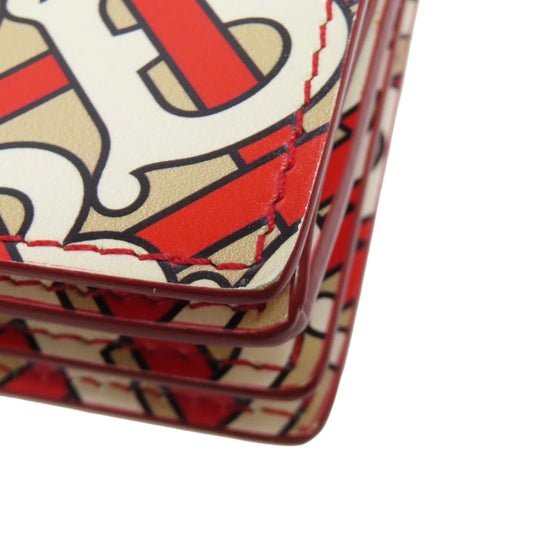 BURBERRY Bifold Wallet PVC beige Logo motif Women Used Authentic