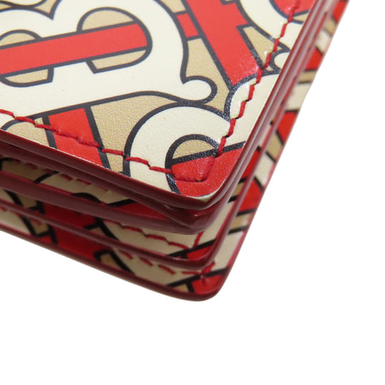 BURBERRY Bifold Wallet PVC beige Logo motif Women Used Authentic