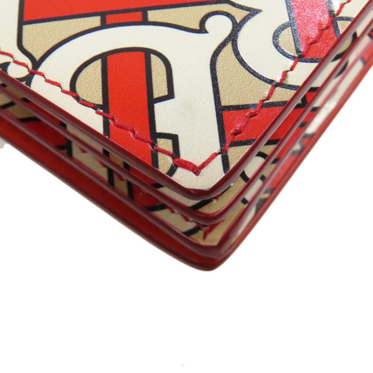 BURBERRY Bifold Wallet PVC beige Logo motif Women Used Authentic