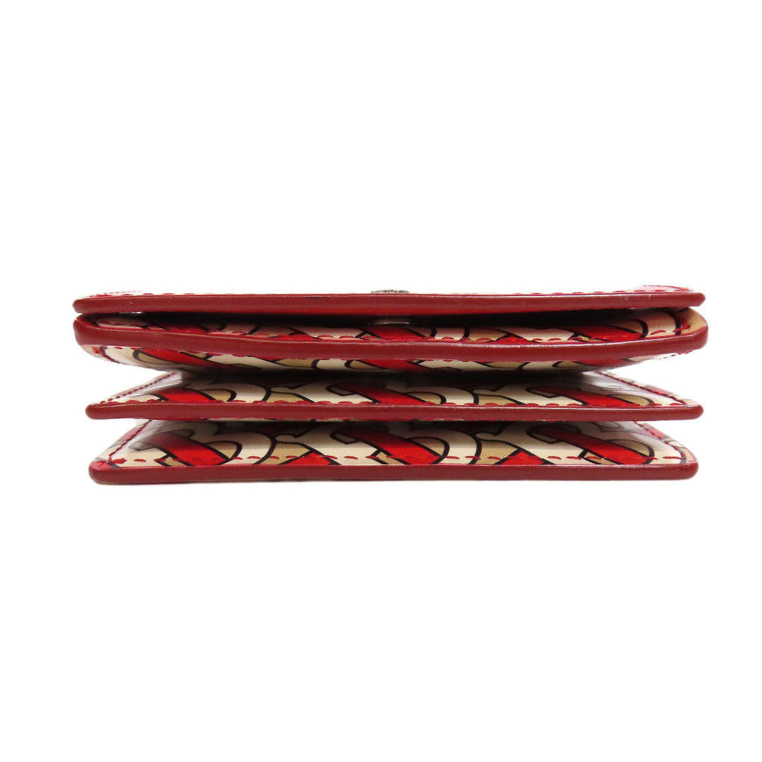 BURBERRY Bifold Wallet PVC beige Logo motif Women Used Authentic