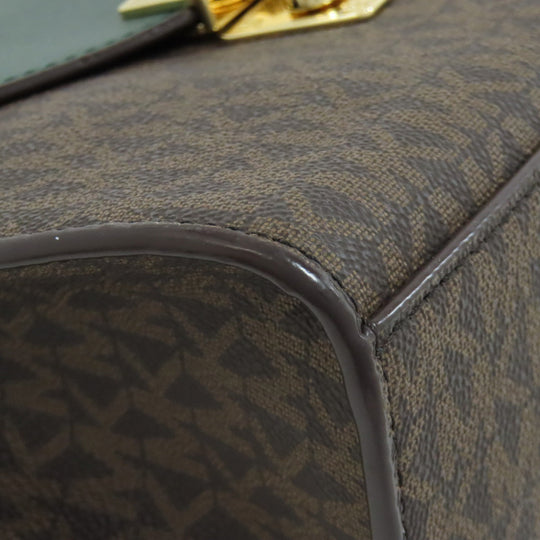 MICHAEL KORS Shoulder Bag PVC Brown MK Signature Chain Bag Women Used Authentic