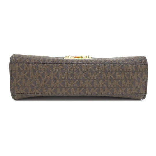 MICHAEL KORS Shoulder Bag PVC Brown MK Signature Chain Bag Women Used Authentic