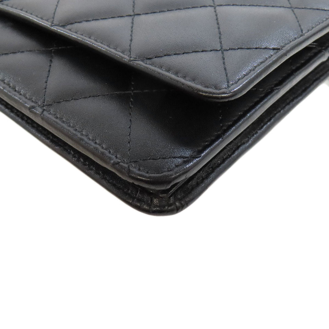 CHANEL Shoulder Bag Calfskin black Cambon line Chain wallet