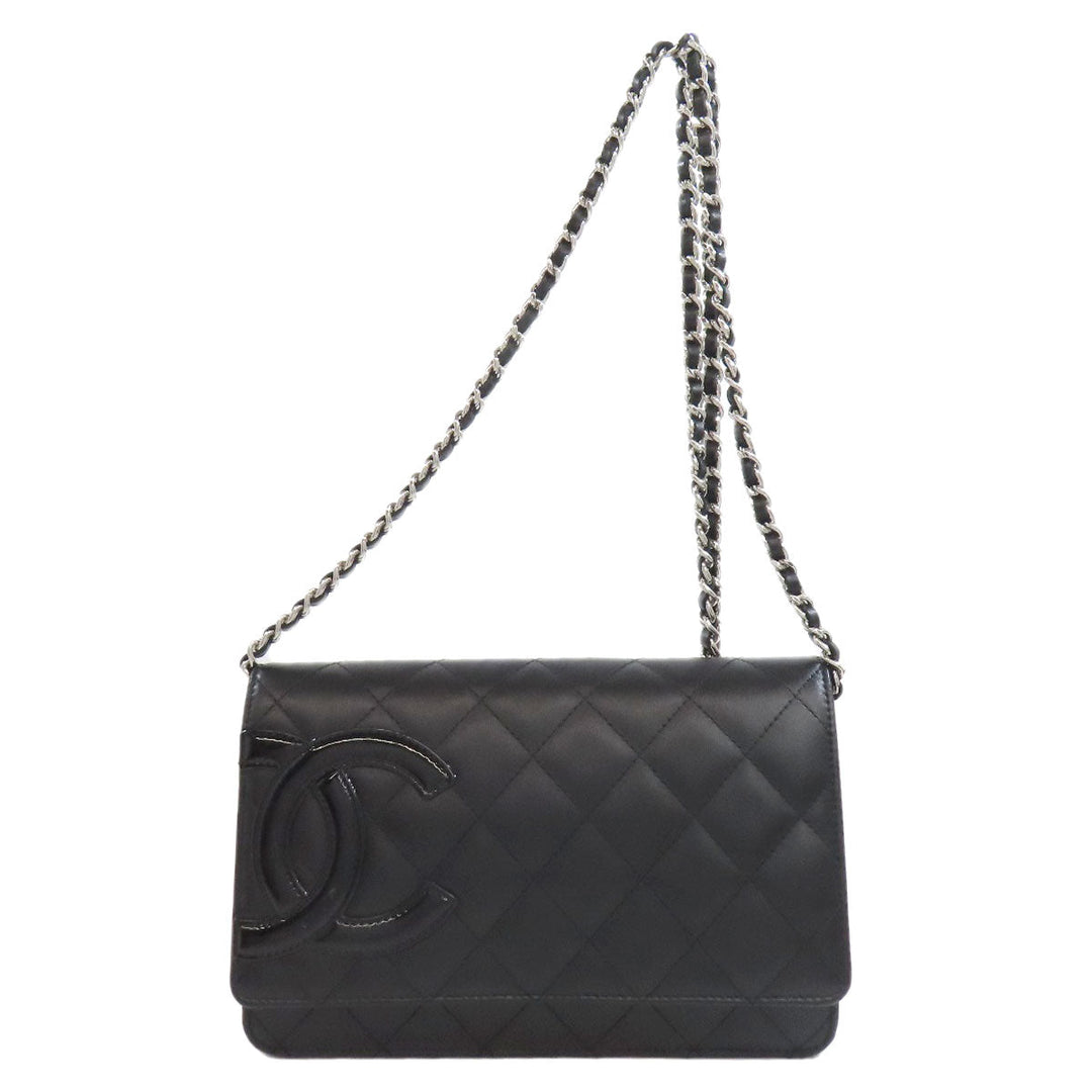CHANEL Shoulder Bag Calfskin black Cambon line Chain wallet