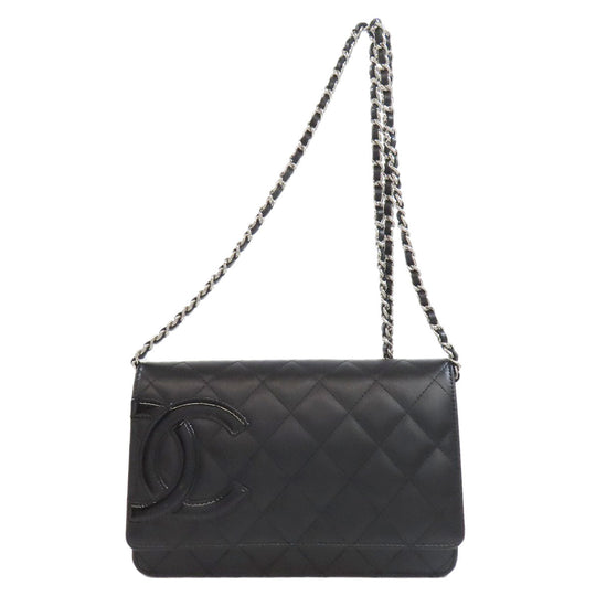 CHANEL Shoulder Bag Calfskin black Cambon line Chain wallet