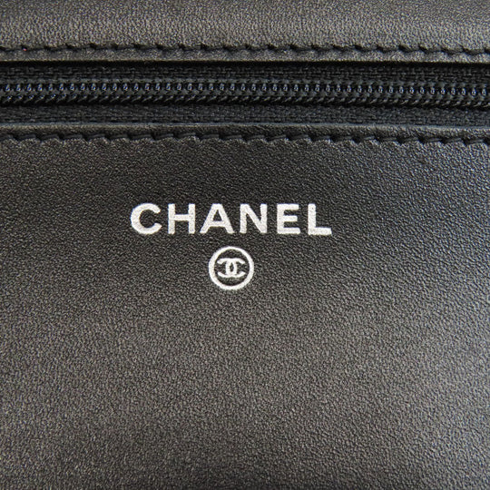 CHANEL Shoulder Bag Calfskin black Cambon line Chain wallet