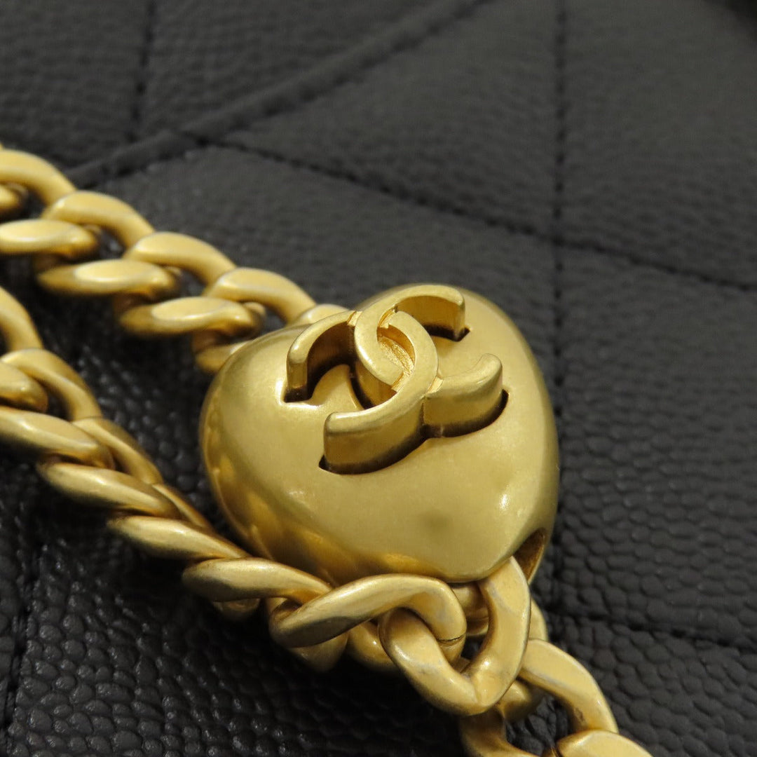 CHANEL Shoulder Bag Grained Calfskin Skin black ChainShoulder COCO Mark Gold Metal