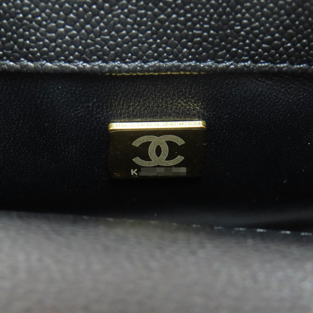 CHANEL Shoulder Bag Grained Calfskin Skin black ChainShoulder COCO Mark Gold Metal