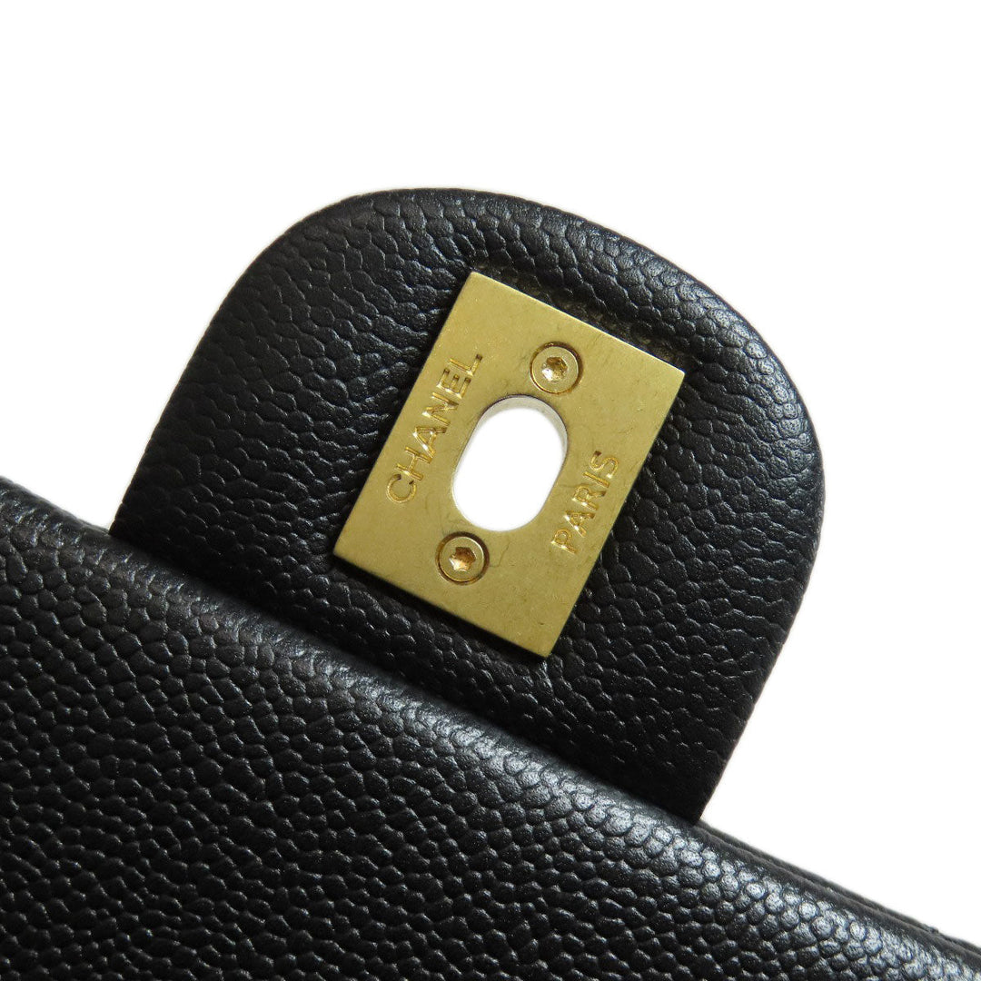 CHANEL Shoulder Bag Grained Calfskin Skin black ChainShoulder COCO Mark Gold Metal