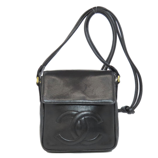 CHANEL Shoulder Bag lambskin black COCO Mark Women Used Authentic