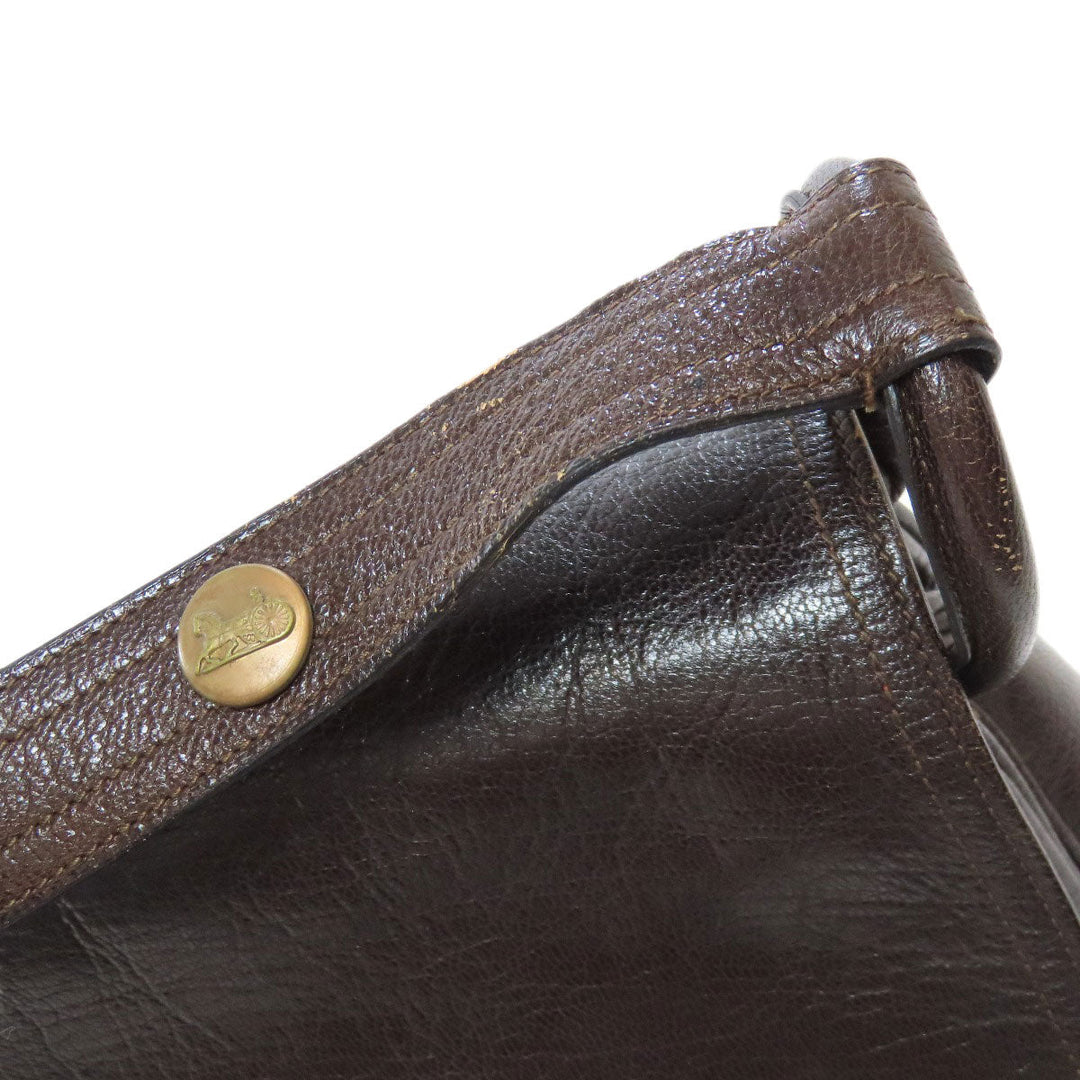 CELINE Shoulder Bag leather Brown Carriage Women Used Authentic
