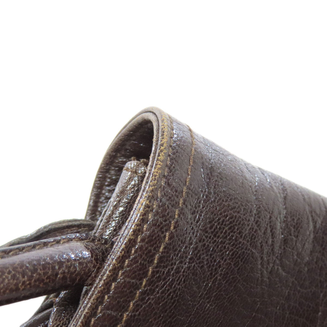 CELINE Shoulder Bag leather Brown Carriage Women Used Authentic