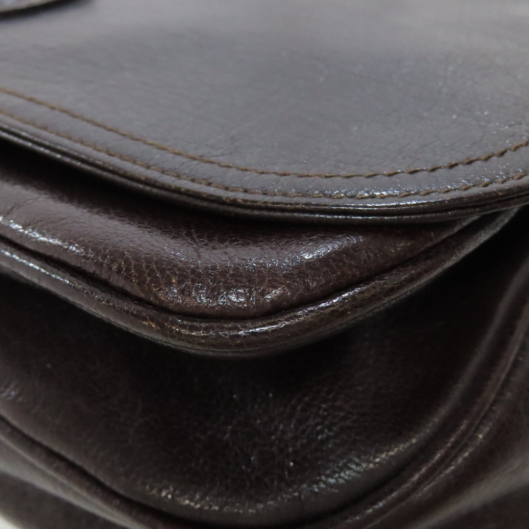 CELINE Shoulder Bag leather Brown Carriage Women Used Authentic