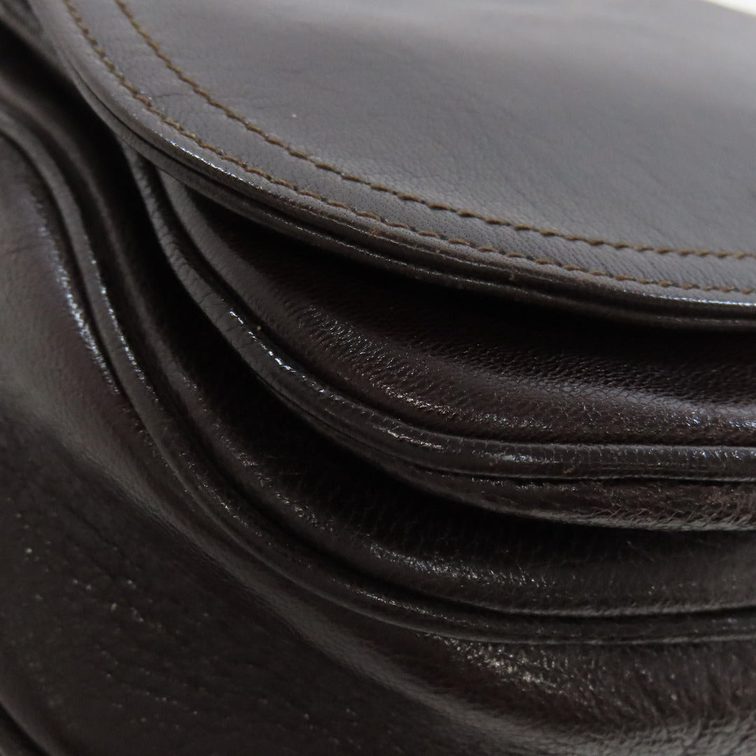 CELINE Shoulder Bag leather Brown Carriage Women Used Authentic