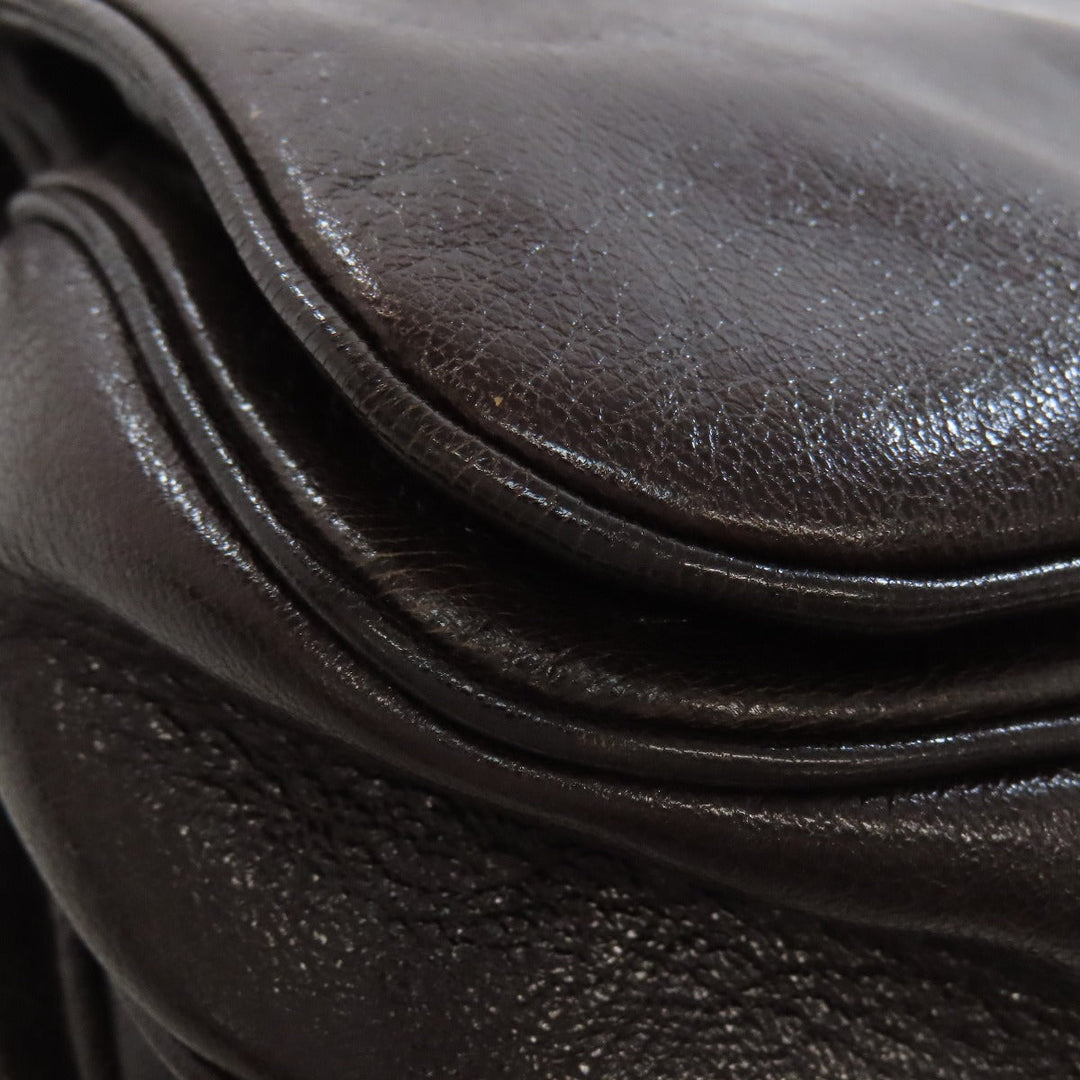 CELINE Shoulder Bag leather Brown Carriage Women Used Authentic
