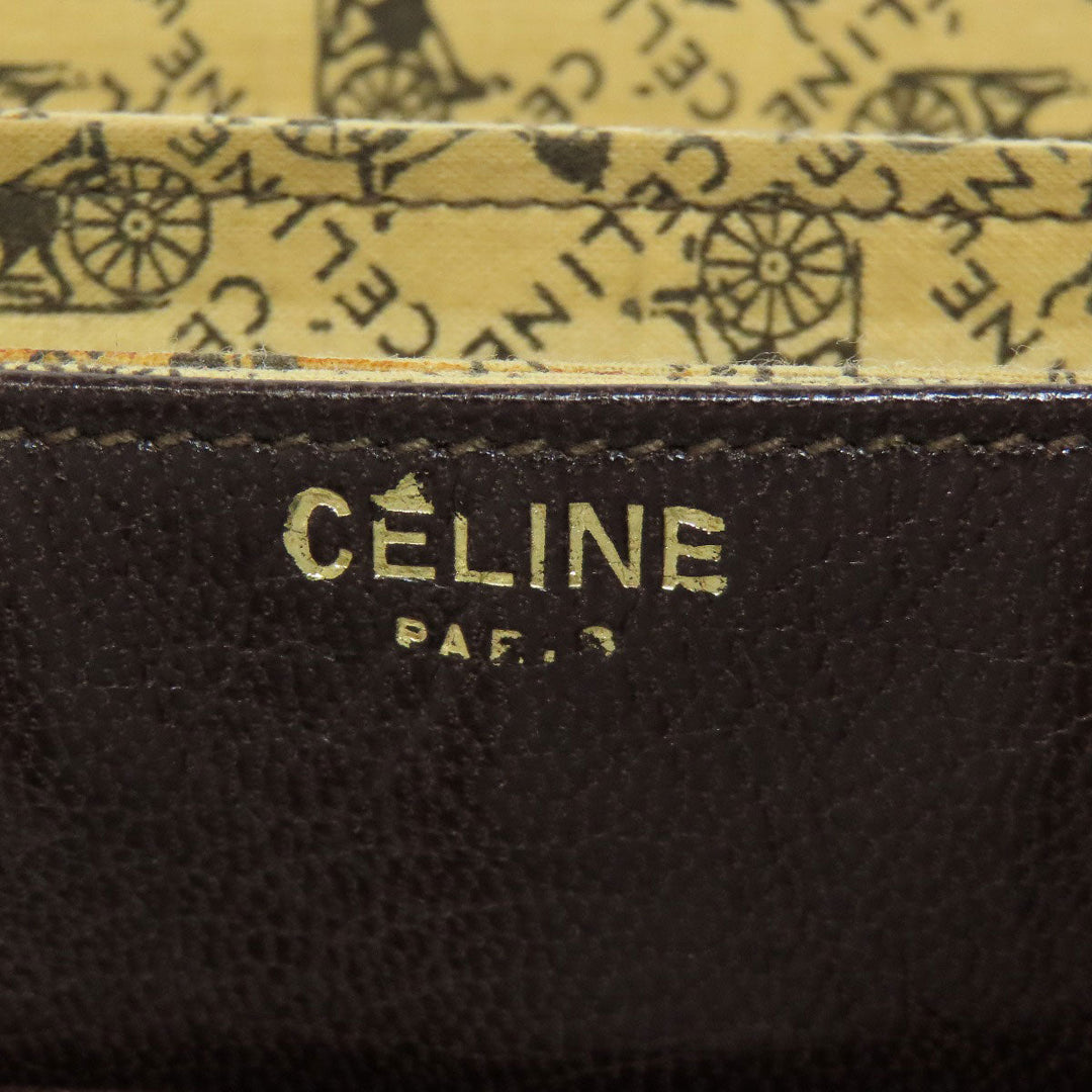 CELINE Shoulder Bag leather Brown Carriage Women Used Authentic