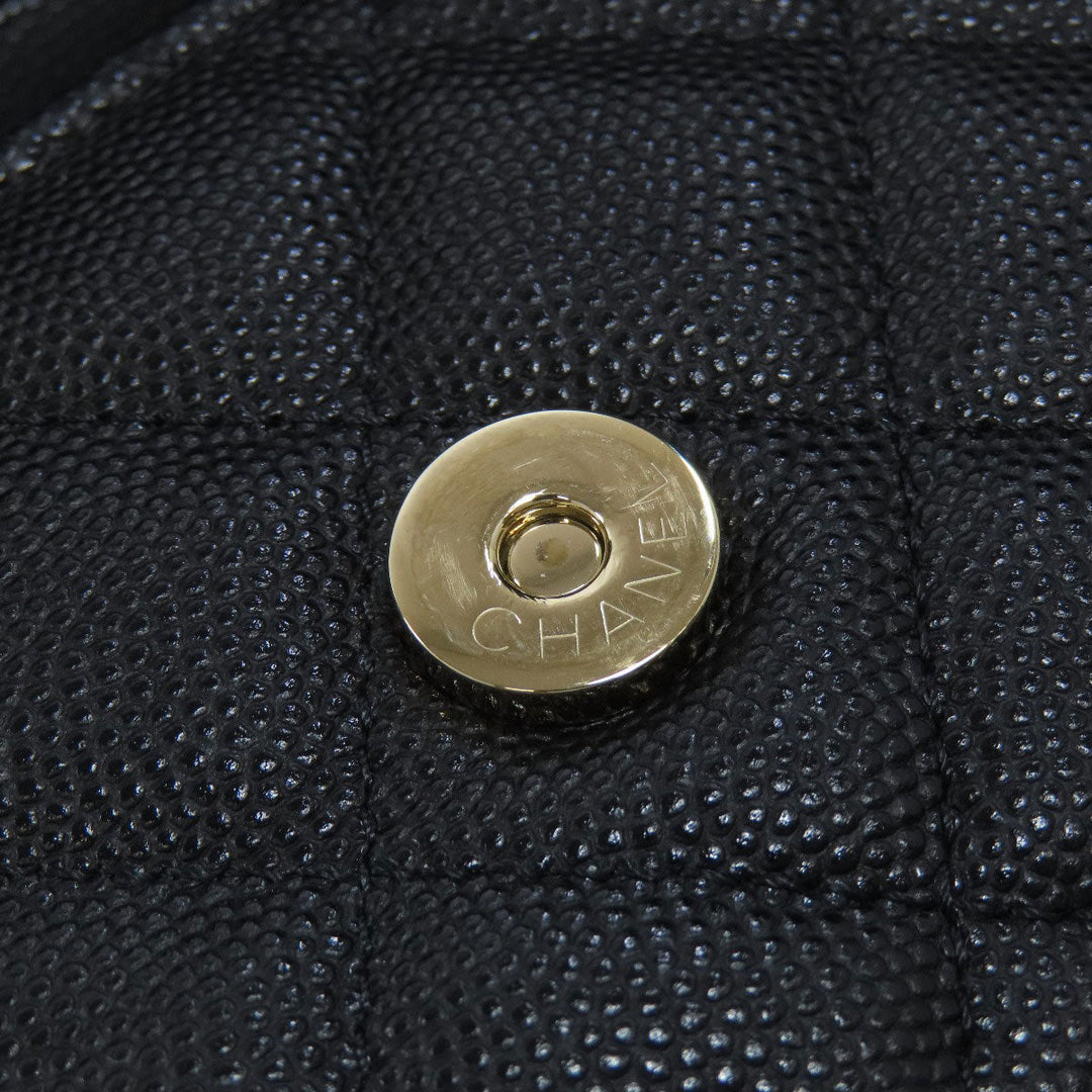 CHANEL Shoulder Bag Grained Calfskin Skin black ChainShoulder Matelasse Gold Metal