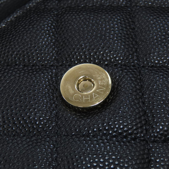 CHANEL Shoulder Bag Grained Calfskin Skin black ChainShoulder Matelasse Gold Metal