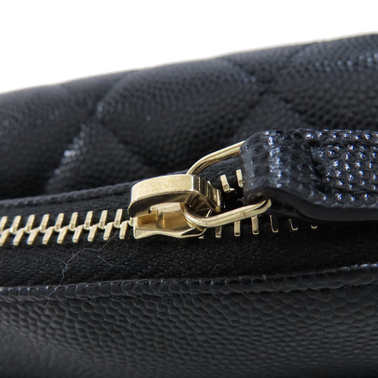 CHANEL Shoulder Bag Grained Calfskin Skin black ChainShoulder Matelasse Gold Metal